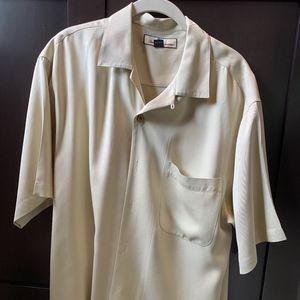 Tommy Bahama Tan Camp Shirt 100% Silk S